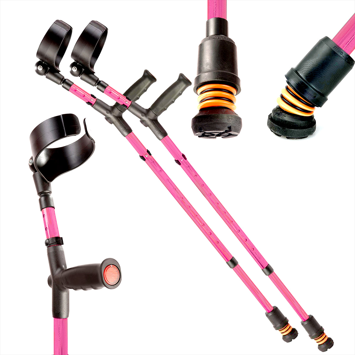 Flexyfoot Soft Grip Double Adjustable Crutches - Pink